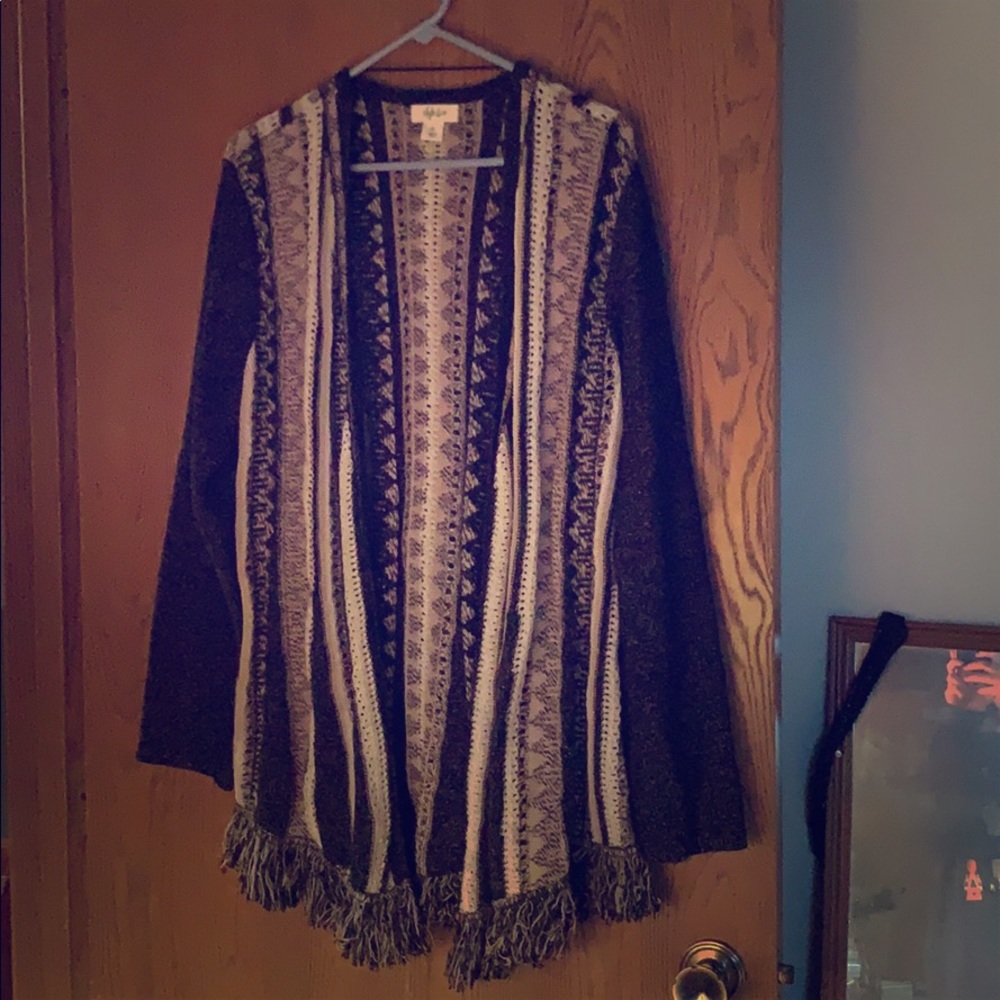 Striped open front cardigan XL